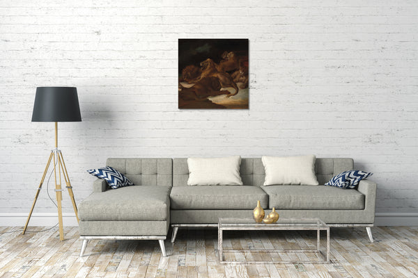 Leinwandbild Théodore Gericault - Löwen in einer Berglandschaft