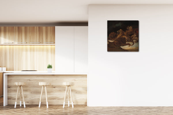 Leinwandbild Théodore Gericault - Löwen in einer Berglandschaft