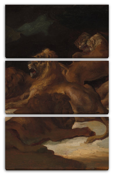 Leinwandbild Théodore Gericault - Löwen in einer Berglandschaft