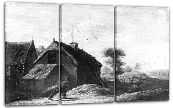 Leinwandbild Werkstatt von David Teniers dem Jüngeren - Landschaft mit strohgedeckten Landhäusern