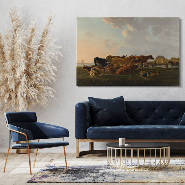 Leinwandbild Jacob van Strij - Landschaft mit Vieh