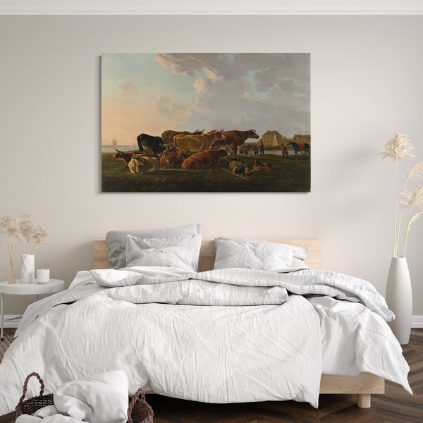 Leinwandbild Jacob van Strij - Landschaft mit Vieh