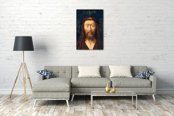 Leinwandbild Petrus Christus (Niederländer, Baarle-Hertog (Baerle-Duc), tätig bis 1444-gest. 1475/76 Brügge) - Kopf Christi