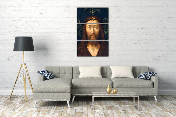 Leinwandbild Petrus Christus (Niederländer, Baarle-Hertog (Baerle-Duc), tätig bis 1444-gest. 1475/76 Brügge) - Kopf Christi