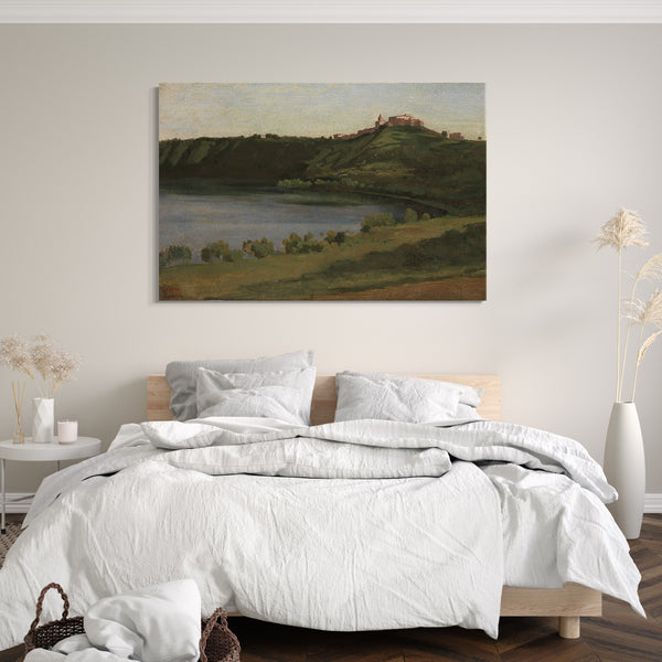 Leinwandbild Camille Corot - Albaner See und Castel Gandolfo