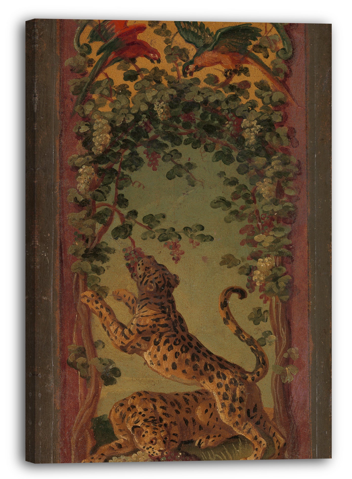 Leinwandbild Alexandre François Desportes - Panther von Bacchus essen Trauben