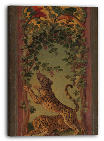 Leinwandbild Alexandre François Desportes - Panther von Bacchus essen Trauben