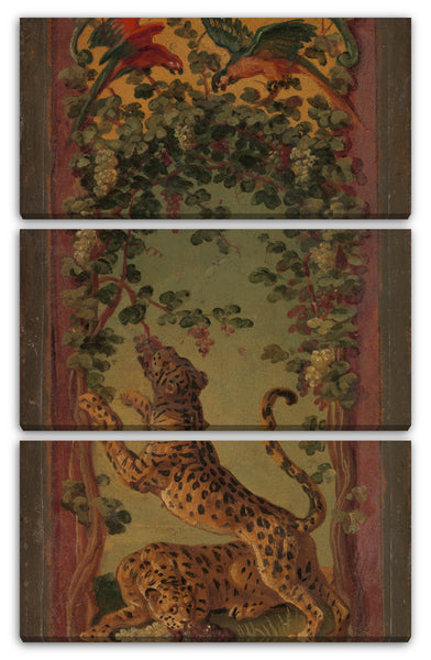 Leinwandbild Alexandre François Desportes - Panther von Bacchus essen Trauben