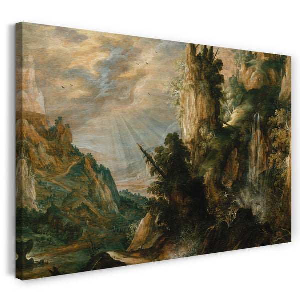 Leinwandbild Kerstiaen de Keuninck - Eine Berglandschaft mit einem Wasserfall