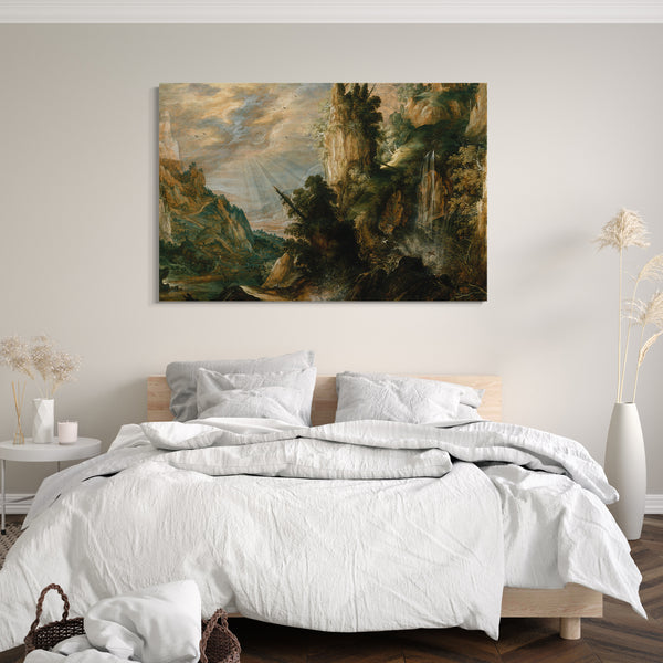 Leinwandbild Kerstiaen de Keuninck - Eine Berglandschaft mit einem Wasserfall