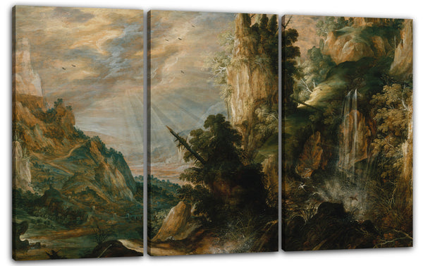 Leinwandbild Kerstiaen de Keuninck - Eine Berglandschaft mit einem Wasserfall