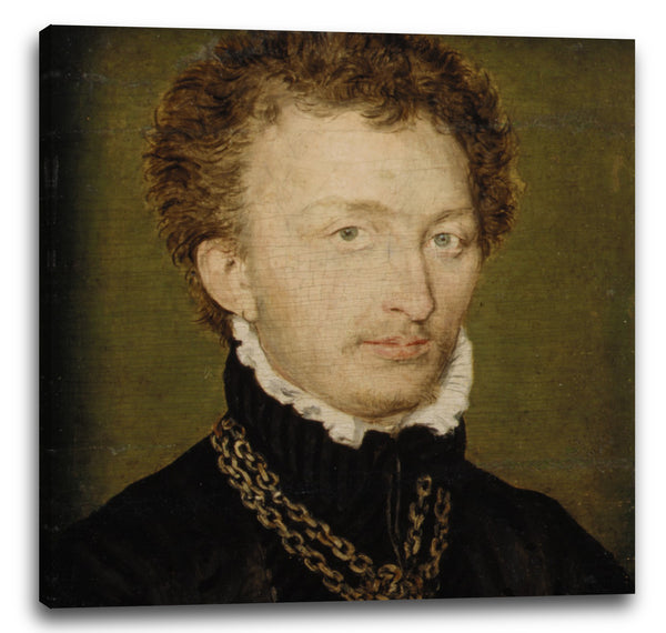 Leinwandbild Corneille de Lyon zugeschrieben - Portrait eines Mannes mit einer Goldkette