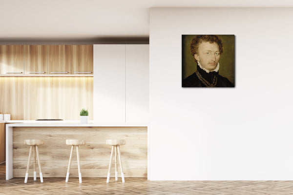 Leinwandbild Corneille de Lyon zugeschrieben - Portrait eines Mannes mit einer Goldkette