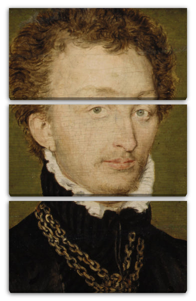 Leinwandbild Corneille de Lyon zugeschrieben - Portrait eines Mannes mit einer Goldkette