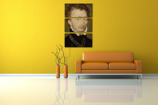 Leinwandbild Corneille de Lyon zugeschrieben - Portrait eines Mannes mit einer Goldkette