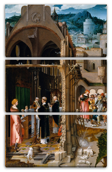 Leinwandbild Niederländischer (Antwerpener Manierist) Maler (ca. 1520-25) - Eine Predigt über die Nächstenliebe (möglicherweise die Bekehrung des heiligen Antonius)