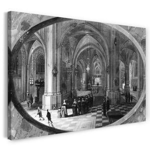 Leinwandbild Pieter Neeffs der Ältere - Innenraum einer gotischen Kirche nachts