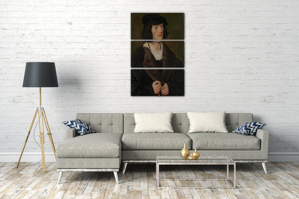 Leinwandbild Lucas Cranach der Ältere - Portrait eines Mannes mit einem Rosenbeet