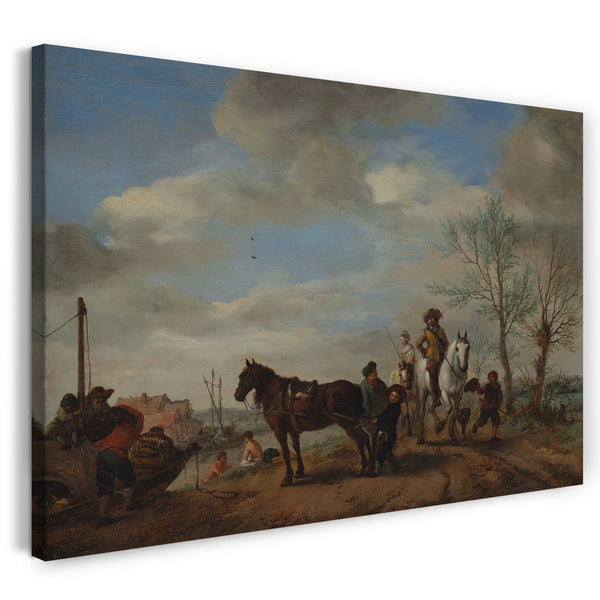 Leinwandbild Philips Wouwerman - Ein Mann und eine Frau zu Pferd