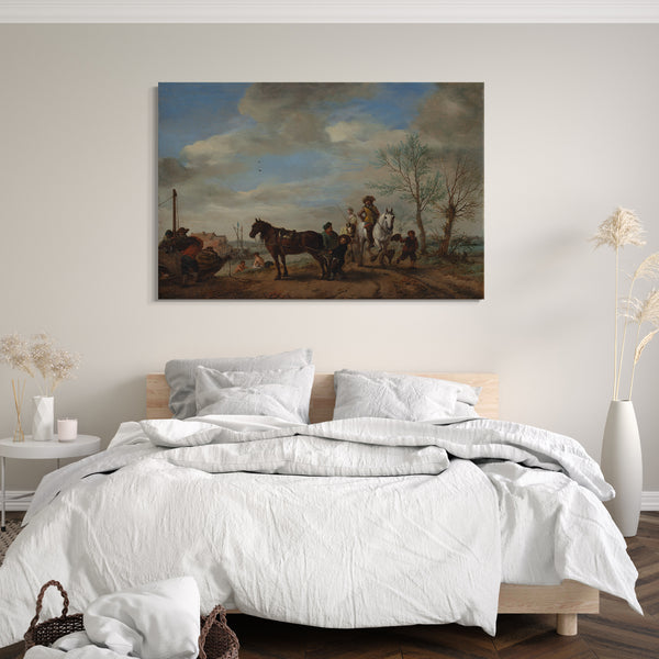 Leinwandbild Philips Wouwerman - Ein Mann und eine Frau zu Pferd