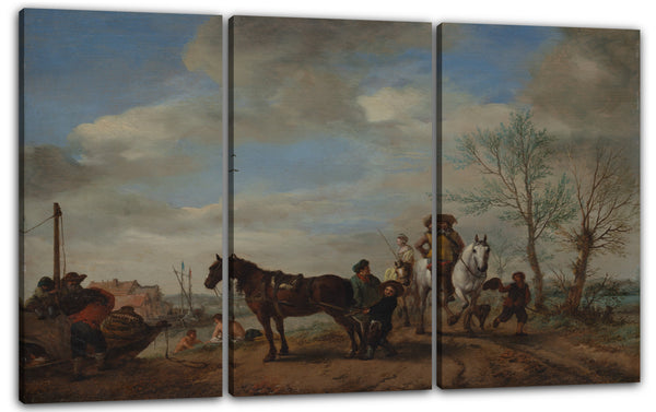 Leinwandbild Philips Wouwerman - Ein Mann und eine Frau zu Pferd