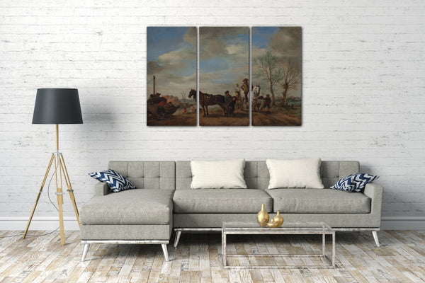 Leinwandbild Philips Wouwerman - Ein Mann und eine Frau zu Pferd