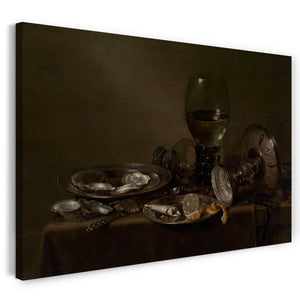 Leinwandbild Willem Claesz Heda - Stillleben mit Austern, einer silbernen Tazza und Glaswaren