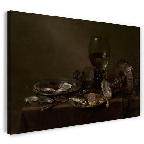 Leinwandbild Willem Claesz Heda - Stillleben mit Austern, einer silbernen Tazza und Glaswaren
