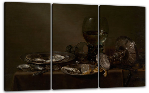 Leinwandbild Willem Claesz Heda - Stillleben mit Austern, einer silbernen Tazza und Glaswaren