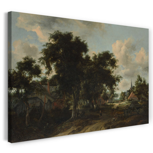 Leinwandbild Meynder Hobbema - Eingang zu einem Dorf