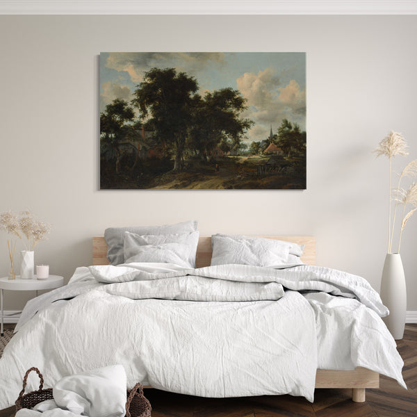 Leinwandbild Meynder Hobbema - Eingang zu einem Dorf