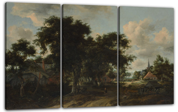 Leinwandbild Meynder Hobbema - Eingang zu einem Dorf