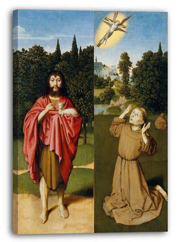 Leinwandbild Gerard David - Johannes der Täufer; Der Heilige Franziskus empfing die Stigmata