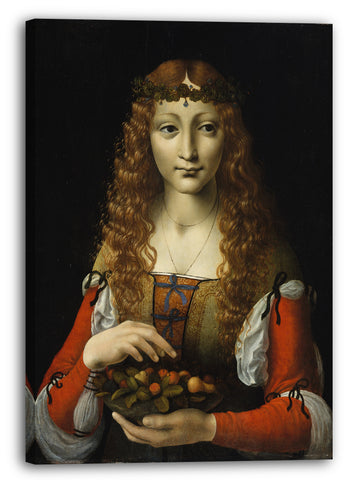 Leinwandbild Giovanni Ambrogio de Predis zugeschrieben - Mädchen mit Kirschen