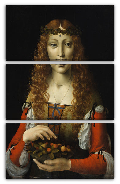 Leinwandbild Giovanni Ambrogio de Predis zugeschrieben - Mädchen mit Kirschen