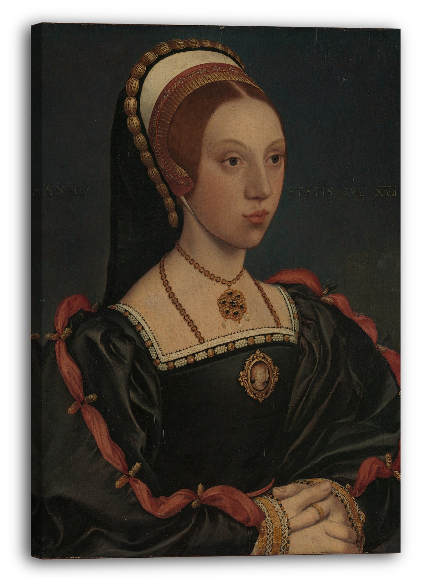 Leinwandbild Workshop von Hans Holbein dem Jüngeren - Portrait einer jungen Frau