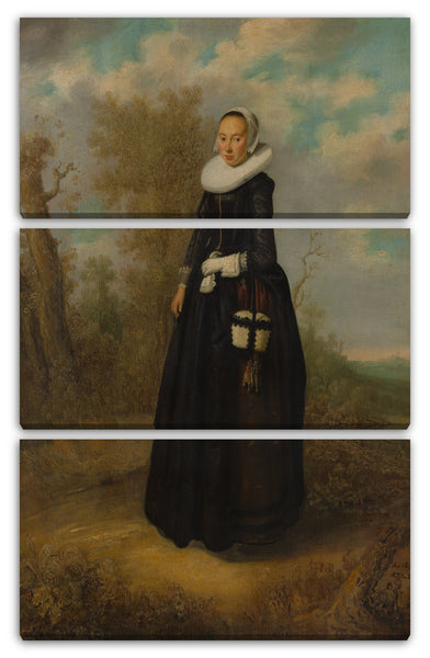 Leinwandbild Niederländischer Maler - Eine junge Frau in einer Landschaft