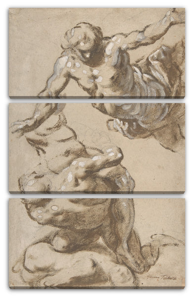 Leinwandbild Jacopo Palma der Jüngere - Studien für vier Figuren (recto); Kompositionszeichnungen für Gruppierungen von Wolkenfiguren (Rückseite)