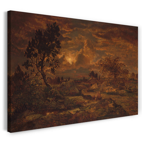 Leinwandbild Théodore Rousseau - Sonnenuntergang in der Nähe von Arbonne