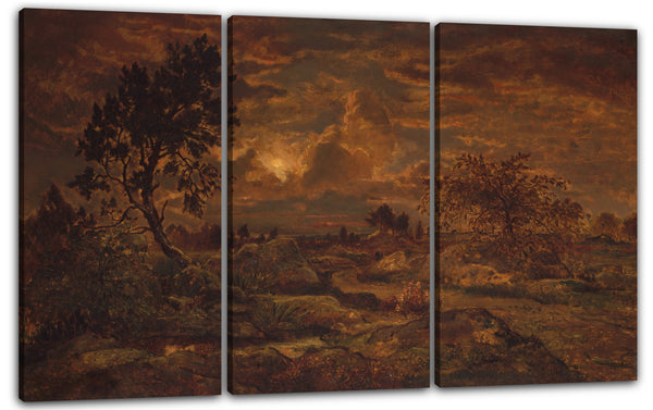 Leinwandbild Théodore Rousseau - Sonnenuntergang in der Nähe von Arbonne