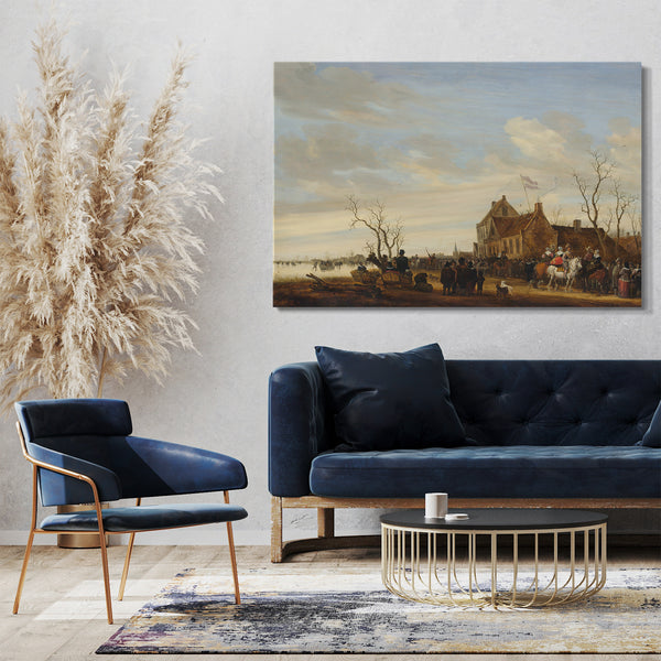 Leinwandbild Salomon van Ruysdael - Den Aal zeichnen
