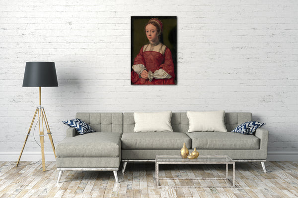 Leinwandbild Niederländischer Maler (um 1535) - Portrait einer jungen Frau
