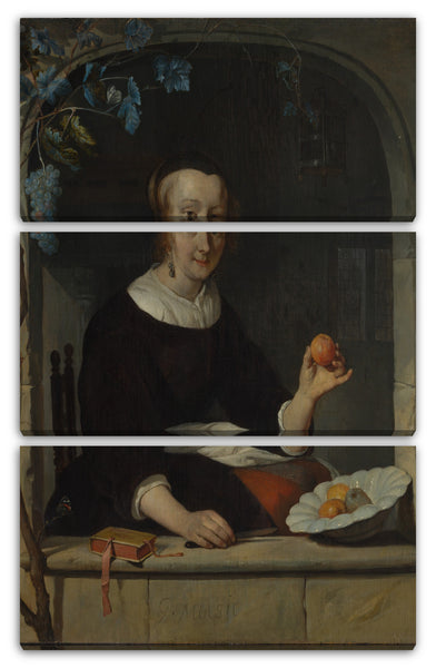 Leinwandbild Gabriël Metsu - Eine Frau sitzt an einem Fenster