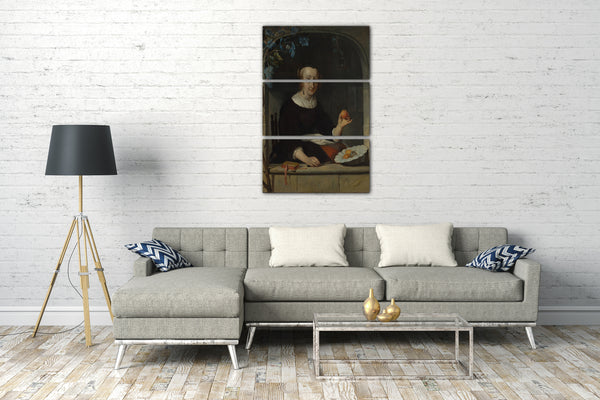 Leinwandbild Gabriël Metsu - Eine Frau sitzt an einem Fenster