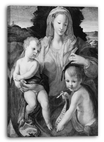 Leinwandbild Italienischer (Florentiner) Maler (Mitte 16. Jahrhundert) - Madonna und Kind mit dem jungen Johannes der Täufer