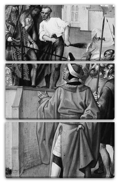 Leinwandbild Workshop von Cornelis Engebrechtsz - Ecce Homo, (rückwärts) Christus Segen; Die Entkleidung Christi, (umgekehrt) Johannes der Täufer