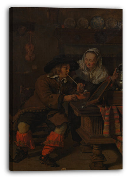 Leinwandbild Kopie nach Gabriël Metsu - Wirtshaus-Szene