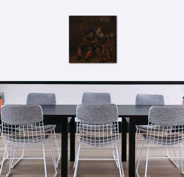 Leinwandbild Kopie nach Gabriël Metsu - Wirtshaus-Szene