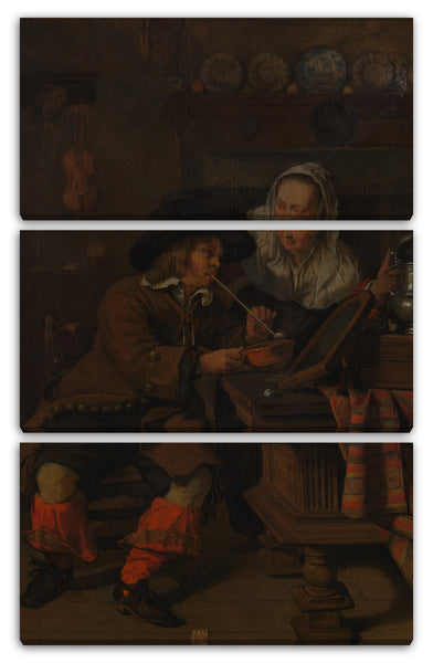 Leinwandbild Kopie nach Gabriël Metsu - Wirtshaus-Szene