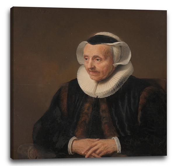 Leinwandbild Stil von Jacob Backer - Portrait einer alten Frau